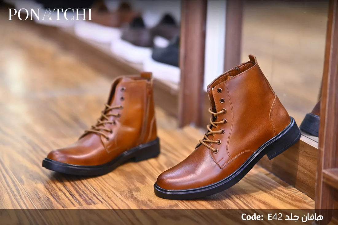 E42-بوت شتوي جلد طبيعي